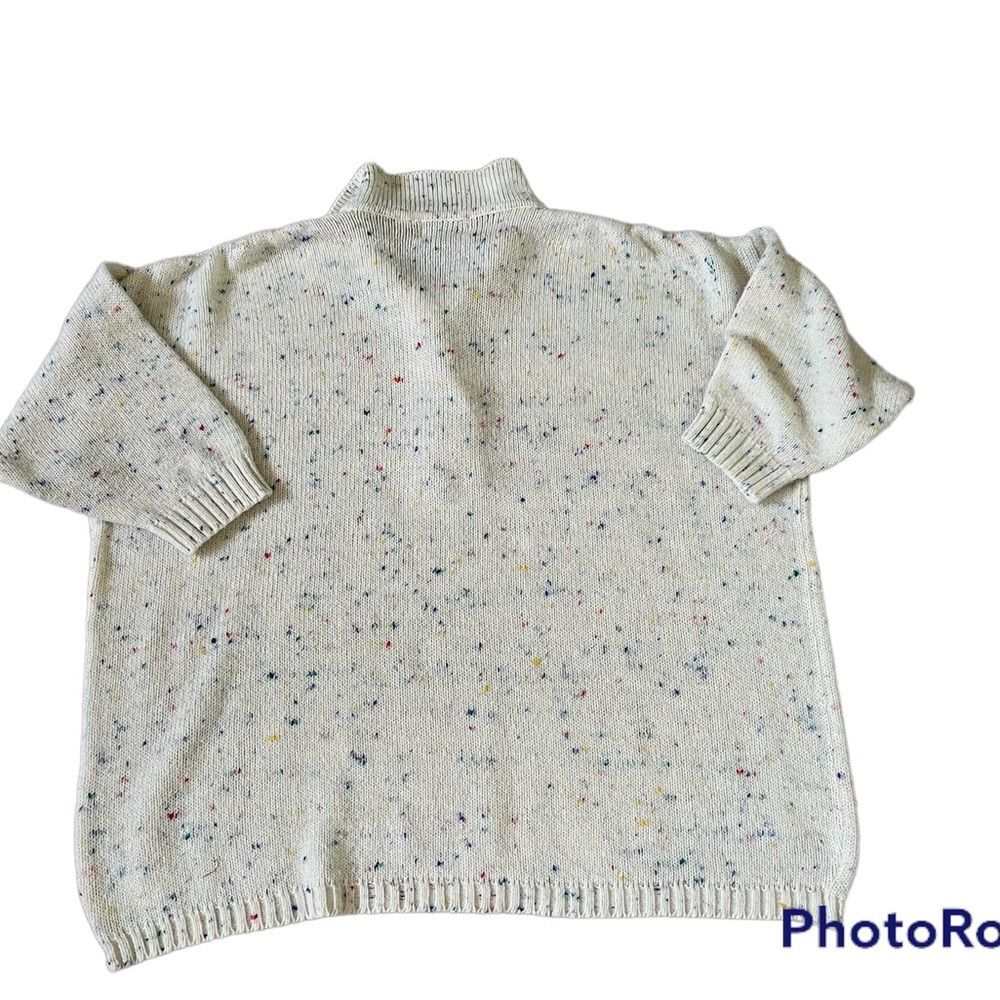 Cream confetti color knit short sleeve oversized sweater fits like XXL - Picture 4 of 7